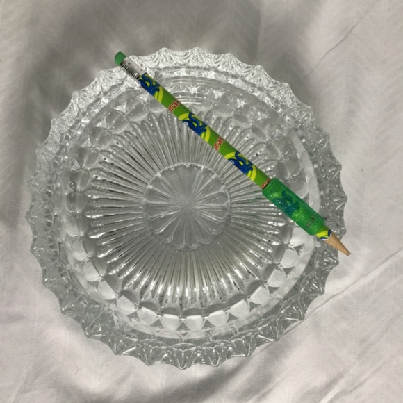 Large Heavy Lead Crystal Glass Ashtray Made in Italy Clear Vintage 7 1/2" - Picture 5 of 11